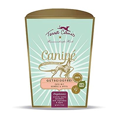 Terra Canis Pute, Canipé Getreidefrei Knusperkugeln, 200g 100% Lebensmittelqualität aller Rohstoffe, knusprige Snackkugeln, ideal als Zwischenmahlzeit oder Belohnung, getreidefrei Terra Canis Pute, Canipé Getreidefrei Knusperkugeln, 200g 100% Lebensmittelqualität aller Rohstoffe, knusprige Snackkugeln, ideal als Zwischenmahlzeit oder Belohnung, getreidefrei