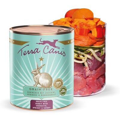 Terra Canis Kaninchen mit Zucchini, Getreidefrei Nassfutter für Hunde, 800g 100% Lebensmittelqualität aller Rohstoffe, mit frischem Fleisch, reich an Nährstoffen, getreide- und glutenfrei Terra Canis Kaninchen mit Zucchini, Getreidefrei Nassfutter für Hunde, 800g 100% Lebensmittelqualität aller Rohstoffe, mit frischem Fleisch, reich an Nährstoffen, getreide- und glutenfrei