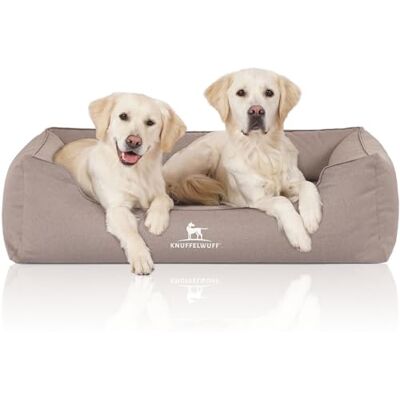 Knuffelwuff Orthopädisches Wasserabweisendes Hundebett Leon aus Velours mit Handwebcharakter XL 105 x 75cm Beige-Grau abnehmbarer Bezug waschbar für große, mittelgroße und kleine Hunde Knuffelwuff Orthopädisches Wasserabweisendes Hundebett Leon aus Velours mit Handwebcharakter XL 105 x 75cm Beige-Grau abnehmbarer Bezug waschbar für große, mittelgroße und kleine Hunde