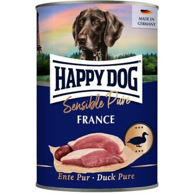 Happy Dog Sensible Pure France Ente Nassfutter, 6x400 g Monoprotein Monoprotein-Nassfutter mit 70 % reinem Ente, getreide- und sojafrei, Rezeptur ohne Zuckerzusatz, für sensible Hunde Happy Dog Sensible Pure France Ente Nassfutter, 6x400 g Monoprotein Monoprotein-Nassfutter mit 70 % reinem Ente, getreide- und sojafrei, Rezeptur ohne Zuckerzusatz, für sensible Hunde