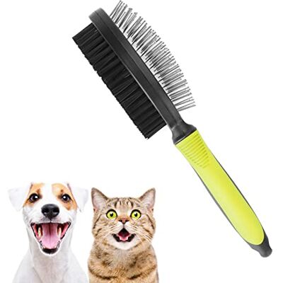 Nobleza Hundebürste für Hunde und Katzen,ausgestattet mit Duplex für Verschiedene Anwendungen,2in1 Hundebürste & Katzenbürste, Grün Nobleza Hundebürste für Hunde und Katzen,ausgestattet mit Duplex für Verschiedene Anwendungen,2in1 Hundebürste & Katzenbürste, Grün