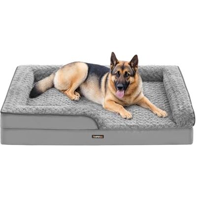 Feandrea Orthopädisches Hundebett für große Hunde, wasserdichtes Hundesofa Mit abnehmbarem Plüsch-Bezug, 122 x 85 x 16 cm, taubengrau, BLOMFY Kollektion PGW254G01 Feandrea Orthopädisches Hundebett für große Hunde, wasserdichtes Hundesofa Mit abnehmbarem Plüsch-Bezug, 122 x 85 x 16 cm, taubengrau, BLOMFY Kollektion PGW254G01