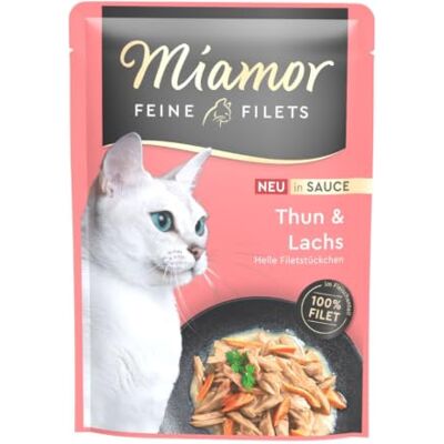Miamor Feine Filets Ergänzungsfutter für Katzen, getreidefrei & fettarm Filet in Sauce 24x100g Thunfisch + Lachs Miamor Feine Filets Ergänzungsfutter für Katzen, getreidefrei & fettarm Filet in Sauce 24x100g Thunfisch + Lachs