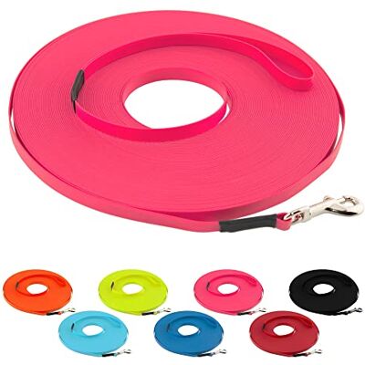 LENNIE Ultraleichte BioThane Schleppleine für Hunde bis 5kg, 8m lang, mit Handschlaufe, Neon-Pink, genäht, 9 mm LENNIE Ultraleichte BioThane Schleppleine für Hunde bis 5kg, 8m lang, mit Handschlaufe, Neon-Pink, genäht, 9 mm