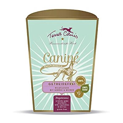 Terra Canis Wild, Canipé Getreidefrei Knusperkugeln, 200g 100% Lebensmittelqualität aller Rohstoffe, knusprige Snackkugeln, ideal als Zwischenmahlzeit oder Belohnung, getreidefrei Terra Canis Wild, Canipé Getreidefrei Knusperkugeln, 200g 100% Lebensmittelqualität aller Rohstoffe, knusprige Snackkugeln, ideal als Zwischenmahlzeit oder Belohnung, getreidefrei