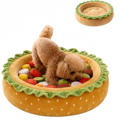 Generic Burger Ball Pit, Hundebett mit 5 Burger-Topping Plüschtieren Plüsch Hamburger Form Haustierbett Spielball, warmes sicheres Schlaf- & Spielbett für kleine Hunde Katzen, Winter Indoor Generic Burger Ball Pit, Hundebett mit 5 Burger-Topping Plüschtieren Plüsch Hamburger Form Haustierbett Spielball, warmes sicheres Schlaf- & Spielbett für kleine Hunde Katzen, Winter Indoor