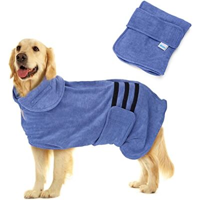 Nobleza Hundebademantel Mikrofaser mit Klettverschluss,Super saugfähig und schnell trocknend,Bademantel für alle Katzen und Hunde,Fünf Größen,Hundehandtuch Weich (XL) Nobleza Hundebademantel Mikrofaser mit Klettverschluss,Super saugfähig und schnell trocknend,Bademantel für alle Katzen und Hunde,Fünf Größen,Hundehandtuch Weich (XL)