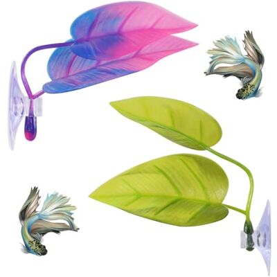 DONGKER Betta Fisch Hängematte, 2 Stück Künstliche Aquarienpflanzen mit Saugnapf, Plastik Kampffisch Hammock Leaf Bed zur Simulation Natürlicher Lebensräume für Bettas Laichplätze DONGKER Betta Fisch Hängematte, 2 Stück Künstliche Aquarienpflanzen mit Saugnapf, Plastik Kampffisch Hammock Leaf Bed zur Simulation Natürlicher Lebensräume für Bettas Laichplätze