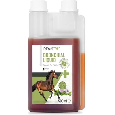 ReaVET Bronchial Liquid für Pferde 500ml I Wohltuend bei trockener & kalter Luft I zur Unterstützung der Atemwegsfunktion – Naturprodukt Ohne Zusätze ReaVET Bronchial Liquid für Pferde 500ml I Wohltuend bei trockener & kalter Luft I zur Unterstützung der Atemwegsfunktion – Naturprodukt Ohne Zusätze
