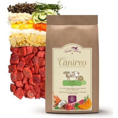 Terra Canis Rind mit Gemüse & Obst, Canireo Trockenfutter für Hunde, 5kg 100% Lebensmittelqualität aller Rohstoffe, 64% Frischfleischanteil, schonend zubereitet, getreide- und glutenfrei Terra Canis Rind mit Gemüse & Obst, Canireo Trockenfutter für Hunde, 5kg 100% Lebensmittelqualität aller Rohstoffe, 64% Frischfleischanteil, schonend zubereitet, getreide- und glutenfrei