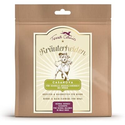 Terra Canis Casanova, Kräuterhelden für Rüden, 60g 100% Lebensmittelqualität aller Rohstoffe, Kräuter und Bachblüten, für sexuelle Ausgeglichenheit bei Rüden Terra Canis Casanova, Kräuterhelden für Rüden, 60g 100% Lebensmittelqualität aller Rohstoffe, Kräuter und Bachblüten, für sexuelle Ausgeglichenheit bei Rüden