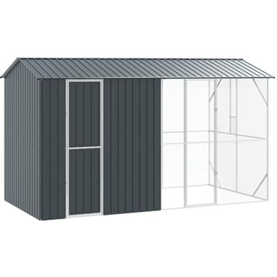 vidaXL Vogelkäfig Anthrazit, 430 x 208 x 247 cm, Stahl verzinkt, für Garten und Terrasse, eleganter Vogelkäfig, Vogelhaus, robust, rechteckig, geräumig, wetterfest vidaXL Vogelkäfig Anthrazit, 430 x 208 x 247 cm, Stahl verzinkt, für Garten und Terrasse, eleganter Vogelkäfig, Vogelhaus, robust, rechteckig, geräumig, wetterfest
