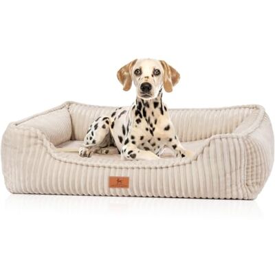 Knuffelwuff orthopädisches Hundebett aus Breitcord Sedona S 70 x 50cm Beige Abnehmbarer Bezug waschbar für große, mittelgroße und kleine Hunde Knuffelwuff orthopädisches Hundebett aus Breitcord Sedona S 70 x 50cm Beige Abnehmbarer Bezug waschbar für große, mittelgroße und kleine Hunde