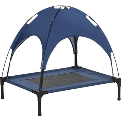 PawHut Erhöhtes Hundebett mit Baldachin, Haustierbett, Hundeliege Outdoor mit Dach, Atmungsaktiv, Taftstoff für Camping Dunkelblau 76 x 61 x 73 cm PawHut Erhöhtes Hundebett mit Baldachin, Haustierbett, Hundeliege Outdoor mit Dach, Atmungsaktiv, Taftstoff für Camping Dunkelblau 76 x 61 x 73 cm