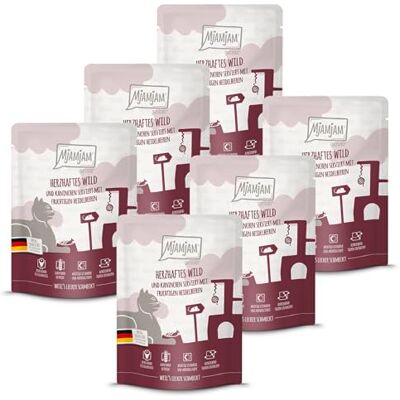 MjAMjAM Premium Nassfutter für Katzen Quetschie herzhaftes Wild & Kaninchen mit fruchtigen Heidelbeeren, 6er Pack (6 x 300 g) getreidefrei mit extra viel Fleisch MjAMjAM Premium Nassfutter für Katzen Quetschie herzhaftes Wild & Kaninchen mit fruchtigen Heidelbeeren, 6er Pack (6 x 300 g) getreidefrei mit extra viel Fleisch