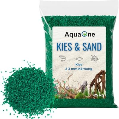 AquaOne Aquarium Kies Sand 25 kg I Bodengrund hell schwarz bunt fein mittel grob I Aquariumkies Premium Qualität I Quarzsand Aquariumkies Deko Aquascaping Körnung (grün 2-3mm) AquaOne Aquarium Kies Sand 25 kg I Bodengrund hell schwarz bunt fein mittel grob I Aquariumkies Premium Qualität I Quarzsand Aquariumkies Deko Aquascaping Körnung (grün 2-3mm)