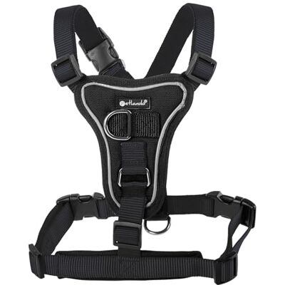 Petlando Hundegeschirr Anti Zug, Basic Comfort Plus, Schwarz, XL Vertikaler Brust-D-Ring, Ohne Über-Kopf-Ziehen, Stufenlos verstellbar, Gepolstert, Geschirr für sehr große Hunde Petlando Hundegeschirr Anti Zug, Basic Comfort Plus, Schwarz, XL Vertikaler Brust-D-Ring, Ohne Über-Kopf-Ziehen, Stufenlos verstellbar, Gepolstert, Geschirr für sehr große Hunde