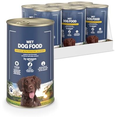 Amazon Hundefutter, nass, Dose, Stücke mit Geflügel in Sauce, 6 x 1,24 kg Amazon Hundefutter, nass, Dose, Stücke mit Geflügel in Sauce, 6 x 1,24 kg