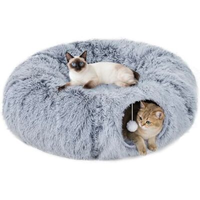 PawHut Katzentunnel 2-in-1 Katzenspielzeug für Katzen unter 5 kg Hellgrau mit Spielball, Katzenhöhle, Rascheltunnel, 2 90cm Langen Tunneln, Maschinenwaschbarem Katzenbett PawHut Katzentunnel 2-in-1 Katzenspielzeug für Katzen unter 5 kg Hellgrau mit Spielball, Katzenhöhle, Rascheltunnel, 2 90cm Langen Tunneln, Maschinenwaschbarem Katzenbett