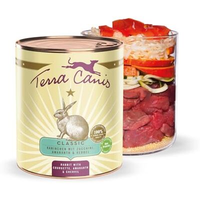 Terra Canis Kaninchen mit Zucchini, Classic Nassfutter für Hunde, 800g 100% Lebensmittelqualität aller Rohstoffe, mit frischem Fleisch und nahrhaften Innereien, glutenfrei und getreidearm Terra Canis Kaninchen mit Zucchini, Classic Nassfutter für Hunde, 800g 100% Lebensmittelqualität aller Rohstoffe, mit frischem Fleisch und nahrhaften Innereien, glutenfrei und getreidearm
