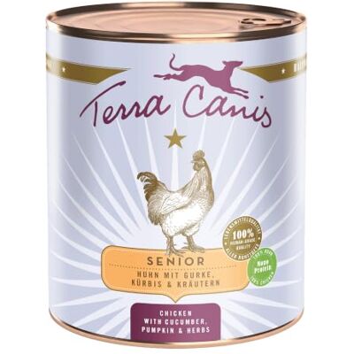 Terra Canis Huhn mit Gurke & Kürbis, Senior Nassfutter für Hunde, 800g 100% Lebensmittelqualität aller Rohstoffe, mit Gesundheitskräutern, altersgerechte Rezeptur, allergen- und getreidearm Terra Canis Huhn mit Gurke & Kürbis, Senior Nassfutter für Hunde, 800g 100% Lebensmittelqualität aller Rohstoffe, mit Gesundheitskräutern, altersgerechte Rezeptur, allergen- und getreidearm