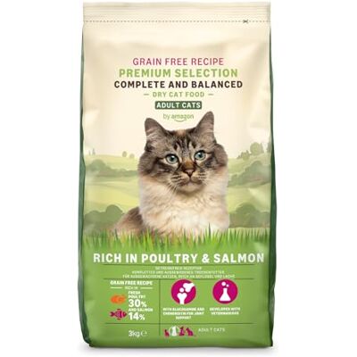 Amazon Grainfree Recipe Katzenfutter Trockenfutter (ausgewachsene Katzen) mit frischem Lachs, 3 kg Amazon Grainfree Recipe Katzenfutter Trockenfutter (ausgewachsene Katzen) mit frischem Lachs, 3 kg
