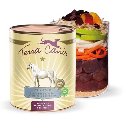 Terra Canis Pferd mit Amaranth, Classic Nassfutter für Hunde, 800g 100% Lebensmittelqualität aller Rohstoffe, mit frischem Fleisch und nahrhaften Innereien, glutenfrei und getreidearm Terra Canis Pferd mit Amaranth, Classic Nassfutter für Hunde, 800g 100% Lebensmittelqualität aller Rohstoffe, mit frischem Fleisch und nahrhaften Innereien, glutenfrei und getreidearm