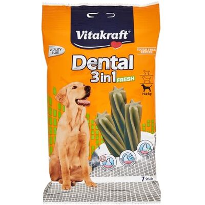 Vitakraft Dental 3in1 Fresh Zahnpflege-Snack für Hunde ab 10 kg 7 Sticks Vitakraft Dental 3in1 Fresh Zahnpflege-Snack für Hunde ab 10 kg 7 Sticks