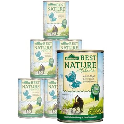 Dehner Best Nature Katzenfutter, Nassfutter, für ausgewachsene Katzen, Geflügelherzen / Kaninchen, 6 x 400 g Dose (2.4 kg) Dehner Best Nature Katzenfutter, Nassfutter, für ausgewachsene Katzen, Geflügelherzen / Kaninchen, 6 x 400 g Dose (2.4 kg)