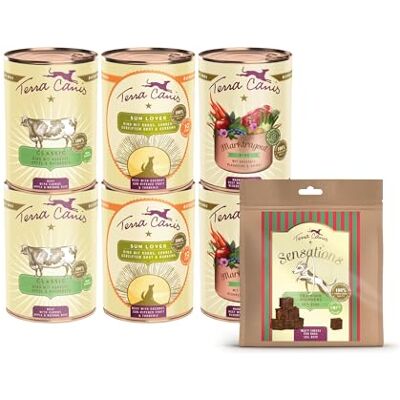 Terra Canis Gourmetpaket Rind, Nassfutter für Hunde, 6er-Mix mit Snack 100% Lebensmittelqualität aller Rohstoffe, ideal zum Kennenlernen, abwechslungsreiche Menü-Auswahl Terra Canis Gourmetpaket Rind, Nassfutter für Hunde, 6er-Mix mit Snack 100% Lebensmittelqualität aller Rohstoffe, ideal zum Kennenlernen, abwechslungsreiche Menü-Auswahl