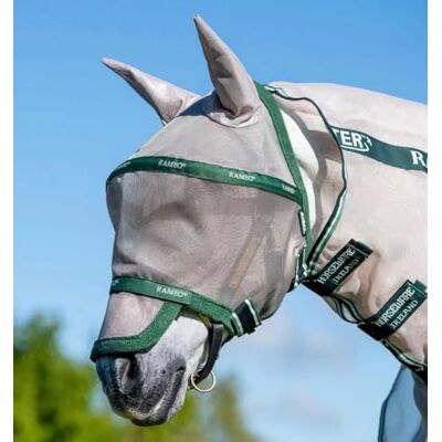 Horseware Rambo Fly Mask Plus Oatmeal/Cherry, Peach & Blue Fliegenmaske Horseware Rambo Fly Mask Plus Oatmeal/Cherry, Peach & Blue Fliegenmaske