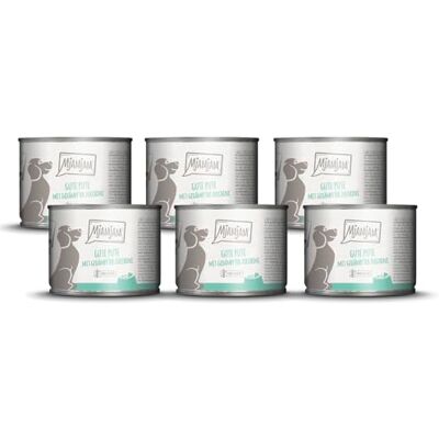 MjAMjAM Premium Nassfutter für Hunde gute Pute an gekochtem Reis mit gedämpfter Zucchini, 6er Pack (6 x 200 g), naturbelassen mit extra viel Fleisch MjAMjAM Premium Nassfutter für Hunde gute Pute an gekochtem Reis mit gedämpfter Zucchini, 6er Pack (6 x 200 g), naturbelassen mit extra viel Fleisch
