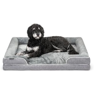 lionto orthopädisches Hundebett + erhöhter Rand, 106x80x17 cm, Hundekissen robust mit weichem Flanell, Bezug abnehmbar & waschbar, rutschfest, für kleine & große Hunde + Katzen, grau lionto orthopädisches Hundebett + erhöhter Rand, 106x80x17 cm, Hundekissen robust mit weichem Flanell, Bezug abnehmbar & waschbar, rutschfest, für kleine & große Hunde + Katzen, grau