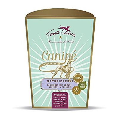 Terra Canis Kaninchen, Canipé Getreidefrei Knusperkugeln, 200g 100% Lebensmittelqualität aller Rohstoffe, knusprige Snackkugeln, ideal als Zwischenmahlzeit oder Belohnung, getreidefrei Terra Canis Kaninchen, Canipé Getreidefrei Knusperkugeln, 200g 100% Lebensmittelqualität aller Rohstoffe, knusprige Snackkugeln, ideal als Zwischenmahlzeit oder Belohnung, getreidefrei