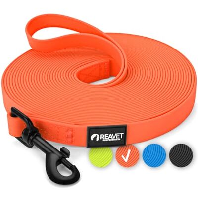 ReaVET Schleppleine für Hunde 10 Meter, Neon Orange I Robuste & wasserfeste Hundeleine lang I Übungsleine mit Griff, Trainingsleine Laufleine für große & kleine Hunde ReaVET Schleppleine für Hunde 10 Meter, Neon Orange I Robuste & wasserfeste Hundeleine lang I Übungsleine mit Griff, Trainingsleine Laufleine für große & kleine Hunde