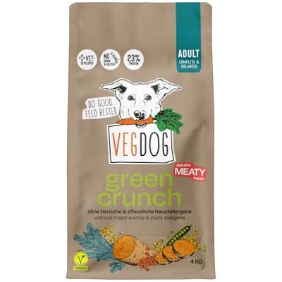 VEGDOG Green Crunch Trockenfutter, für Allergiker, Erbsenprotein, 4kg Hypoallergenes veganes Alleinfuttermittel, Adulte Hunde, ohne Gluten, Getreide, Soja VEGDOG Green Crunch Trockenfutter, für Allergiker, Erbsenprotein, 4kg Hypoallergenes veganes Alleinfuttermittel, Adulte Hunde, ohne Gluten, Getreide, Soja