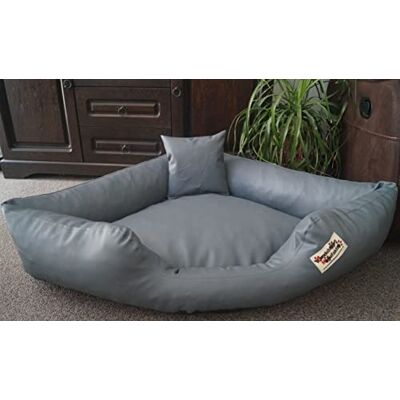 Hundebettenmanufaktur Hundebett Eckbett Hundesofa Schlafplatz Kunstleder Canto (100 cm X 100 cm, grau) Hundebettenmanufaktur Hundebett Eckbett Hundesofa Schlafplatz Kunstleder Canto (100 cm X 100 cm, grau)