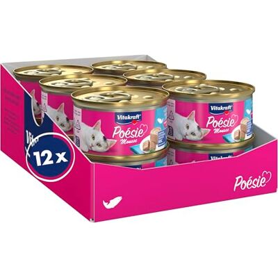 Vitakraft Poésie Mousse, Nassfutter Katze, luftige Mousse, mit Lachs, ohne Zusatz von Zucker und Getreide (12x 85g) Vitakraft Poésie Mousse, Nassfutter Katze, luftige Mousse, mit Lachs, ohne Zusatz von Zucker und Getreide (12x 85g)