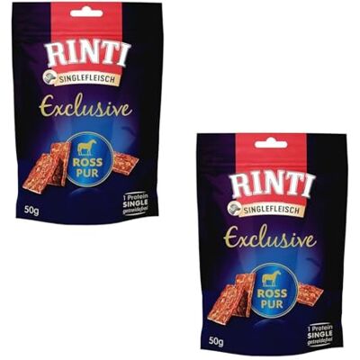Rinti Singlefleisch Exclusive Snack Ross Pur Doppelpack 2 x 50 g Ergänzungsfuttermittel für ausgewachsene Hunde Ausschließlich Ross für empfindliche Hunde bei Allergien Als Belohnung Rinti Singlefleisch Exclusive Snack Ross Pur Doppelpack 2 x 50 g Ergänzungsfuttermittel für ausgewachsene Hunde Ausschließlich Ross für empfindliche Hunde bei Allergien Als Belohnung