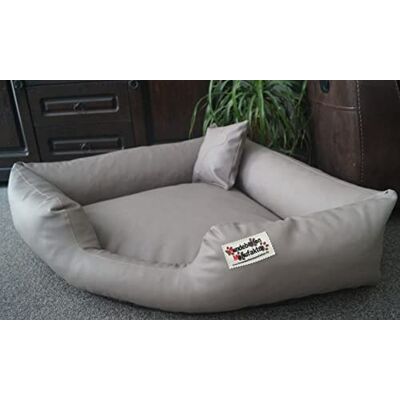 Hundebettenmanufaktur Hundebett Eckbett Hundesofa Schlafplatz Kunstleder Canto (130 cm X 130 cm, Taupe) Hundebettenmanufaktur Hundebett Eckbett Hundesofa Schlafplatz Kunstleder Canto (130 cm X 130 cm, Taupe)