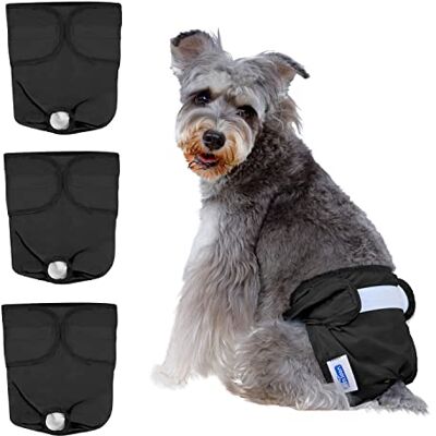 Nobleza 3X Waschbare Hunde Windeln für läufige Hündinnen, Wiederverwendbare Hygienische Slips, Hochsaugfähige Haustierwindeln(S Taille 27-32.5cm, 3 Stück, Schwarz) Nobleza 3X Waschbare Hunde Windeln für läufige Hündinnen, Wiederverwendbare Hygienische Slips, Hochsaugfähige Haustierwindeln(S Taille 27-32.5cm, 3 Stück, Schwarz)