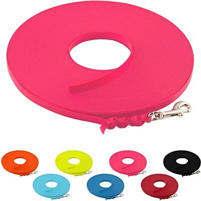 LENNIE Ultraleichte BioThane Schleppleine für Hunde bis 5kg, 2m lang, ohne Handschlaufe, Neon-Pink, geflochten, 9 mm LENNIE Ultraleichte BioThane Schleppleine für Hunde bis 5kg, 2m lang, ohne Handschlaufe, Neon-Pink, geflochten, 9 mm