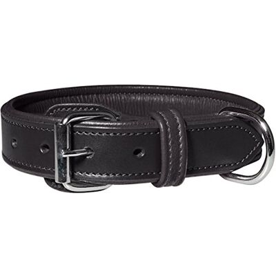 Knuffelwuff 13967-021 Leder Hundehalsband mit Schnallenschutz Detroit, schwarz Knuffelwuff 13967-021 Leder Hundehalsband mit Schnallenschutz Detroit, schwarz