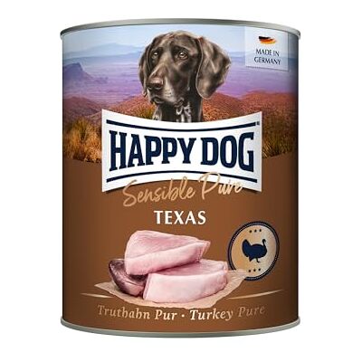 Happy Dog Sensible Pure Texas (Truthahn) 6 x 800 g Monoprotein-Nassfutter mit 70 % reinem Truthahn, getreide- und sojafrei, Rezeptur ohne Zuckerzusatz, für sensible Hunde Happy Dog Sensible Pure Texas (Truthahn) 6 x 800 g Monoprotein-Nassfutter mit 70 % reinem Truthahn, getreide- und sojafrei, Rezeptur ohne Zuckerzusatz, für sensible Hunde