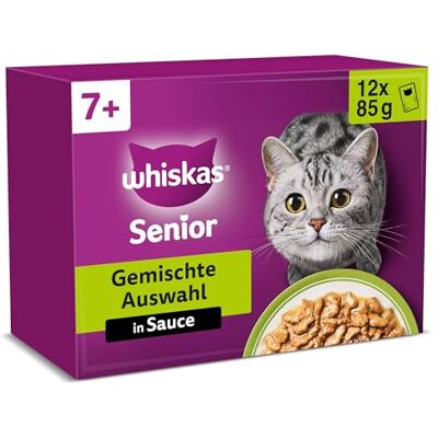 Whiskas Senior Katzenfutter in Sauce - 7+ Gemischte Auswahl 4 x 12 x 85 g Whiskas Senior Katzenfutter in Sauce - 7+ Gemischte Auswahl 4 x 12 x 85 g