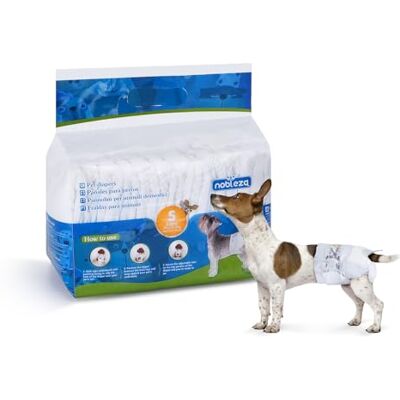 Nobleza Hund Windeln Einweg Weiblich Welpen Training Windeln Super Absorbent Pet Wraps 12 Pack, Größe S Nobleza Hund Windeln Einweg Weiblich Welpen Training Windeln Super Absorbent Pet Wraps 12 Pack, Größe S