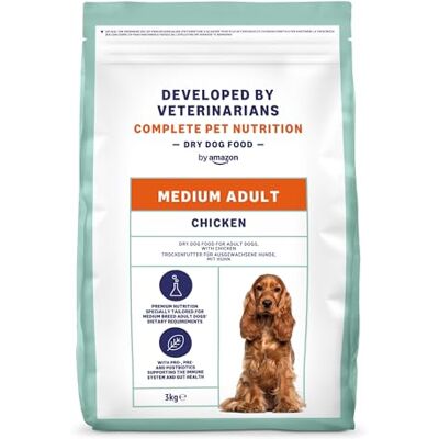 Amazon Premium Trockenfutter für Hunde, ausgewachsene mittelgroße Huhn, 3 kg, 1 Packung Amazon Premium Trockenfutter für Hunde, ausgewachsene mittelgroße Huhn, 3 kg, 1 Packung