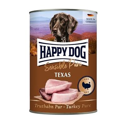 Happy Dog Sensible Pure Texas (Truthahn) 6 x 400 g Monoprotein-Nassfutter mit 70 % reinem Truthahn, getreide- und sojafrei, Rezeptur ohne Zuckerzusatz, für sensible Hunde Happy Dog Sensible Pure Texas (Truthahn) 6 x 400 g Monoprotein-Nassfutter mit 70 % reinem Truthahn, getreide- und sojafrei, Rezeptur ohne Zuckerzusatz, für sensible Hunde