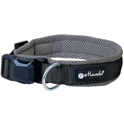 Petlando Hundehalsband mit innovativer Magnet-Schnalle, stufenlos verstellbar, weich gepolstert mit Mesh, atmungsaktiv, D-Ring, Magnetech Halsband für sehr große Hunde anthrazit/schwarz, XL Petlando Hundehalsband mit innovativer Magnet-Schnalle, stufenlos verstellbar, weich gepolstert mit Mesh, atmungsaktiv, D-Ring, Magnetech Halsband für sehr große Hunde anthrazit/schwarz, XL