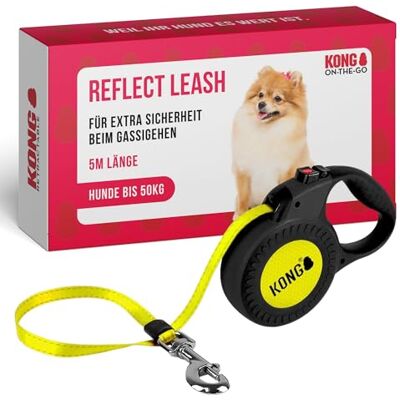 KONG Retractable Leash Reflect 5m für Hunde bis 50kg Größe L 5m Hundeleine für Hunde bis 50kg mit reflektierendem Gurtband, Softgriff und Brems- & Feststellsystem für mehr Sicherheit. KONG Retractable Leash Reflect 5m für Hunde bis 50kg Größe L 5m Hundeleine für Hunde bis 50kg mit reflektierendem Gurtband, Softgriff und Brems- & Feststellsystem für mehr Sicherheit.